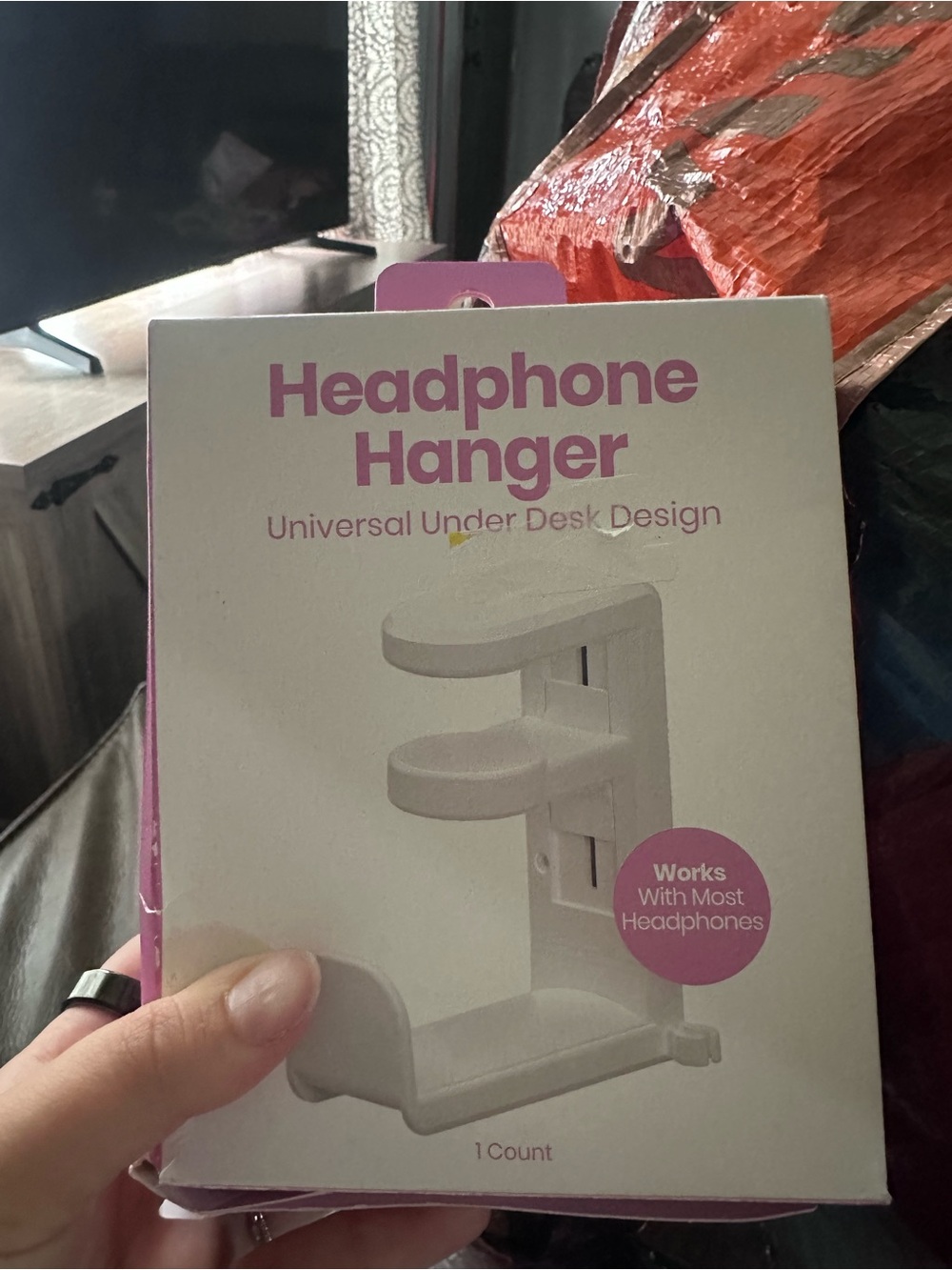 Headphone Hanger Under-Desk Mount in White